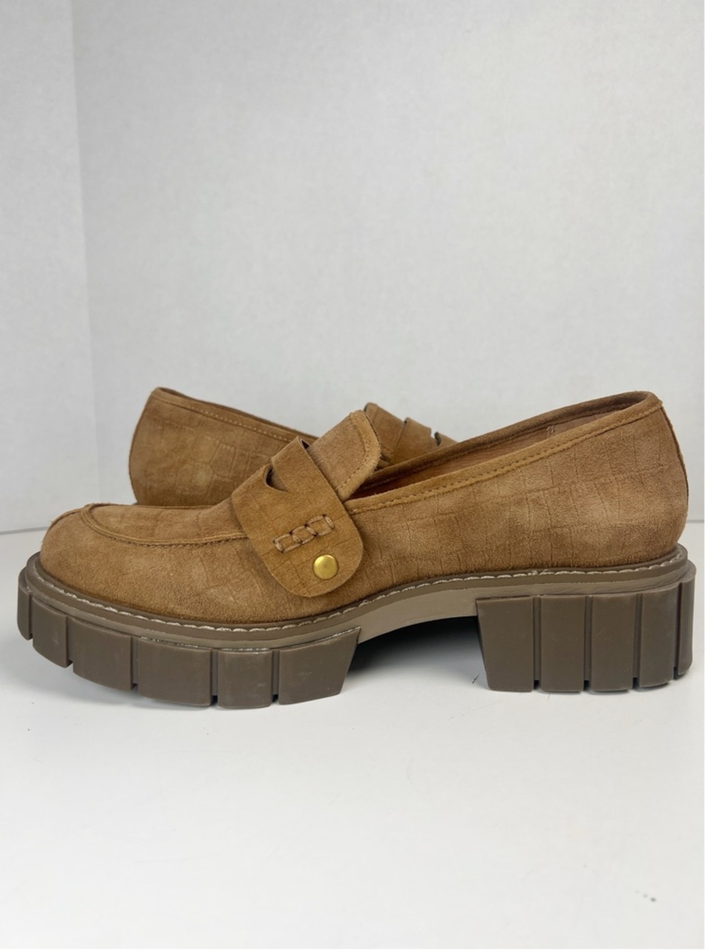 VIONIC Women’s Size 10 Tan Brown Nubuck Elodie Platform Penny Loafer - Picture 6 of 12